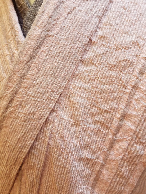 (SUI MEN/プレタ)綿麻着物 「綿麻/矢鱈縞/Yatarashima)メンズLサイズ/単仕立て/居敷当付き