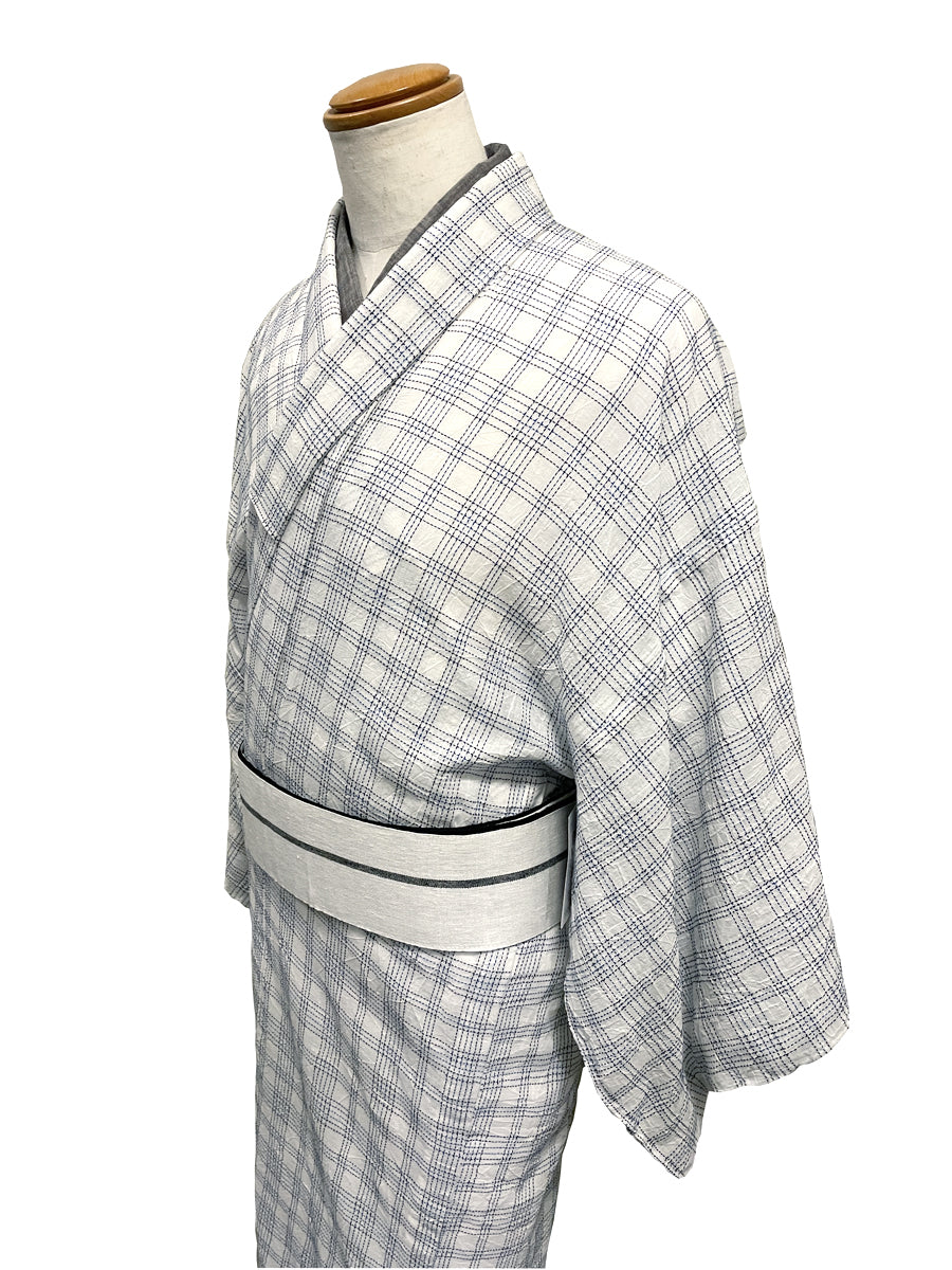 (SUIMEN)綿麻「刺子格子」 単仕立て付き