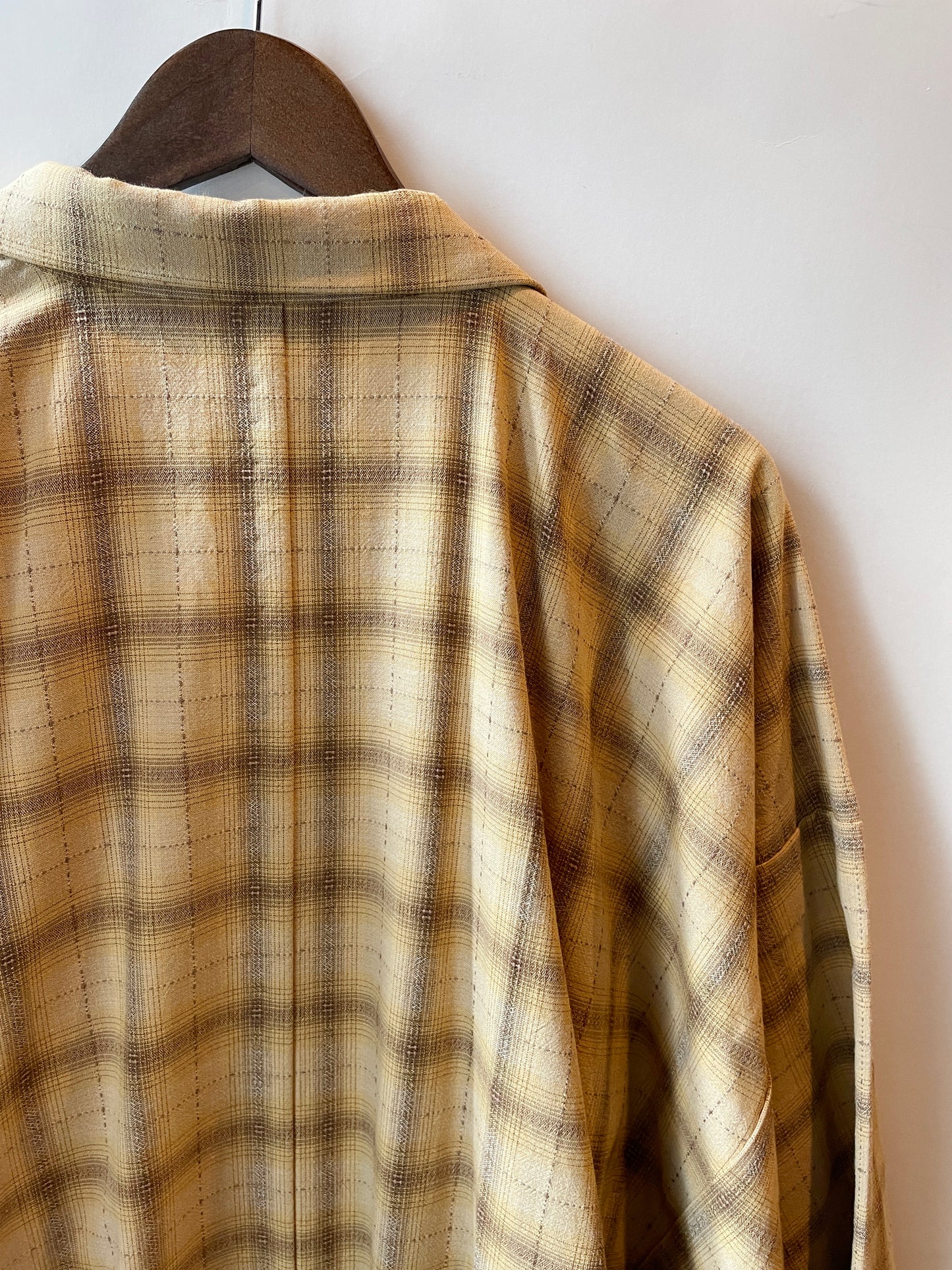 (SUI MEN) Cotton Haori "Check pattern (light yellow)" Men's ready-to-wear (size L)