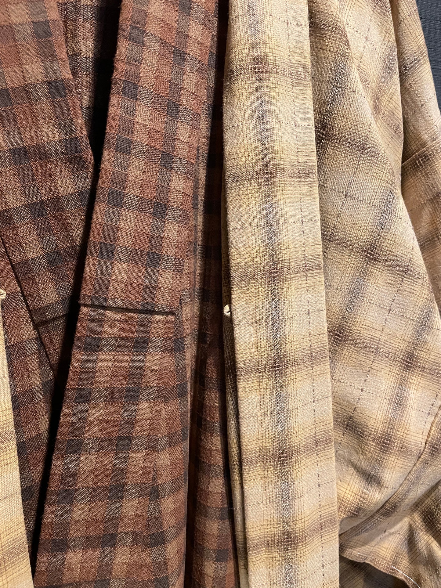 (SUI MEN) Cotton Haori "Check pattern (light yellow)" Men's ready-to-wear (size L)