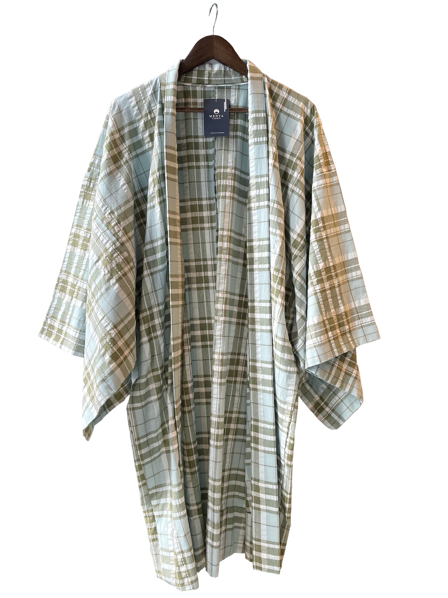 (SUIMEN)春夏木綿薄羽織「Tertan Check」メンズプレタ(L)サイズ