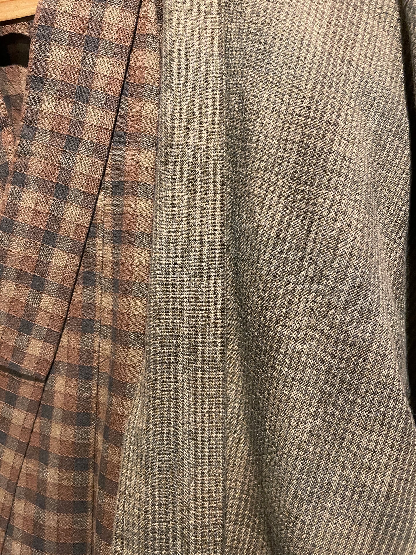 (SUI MEN)コットン羽織「格子(茶)」メンズプレタ(L)サイズ