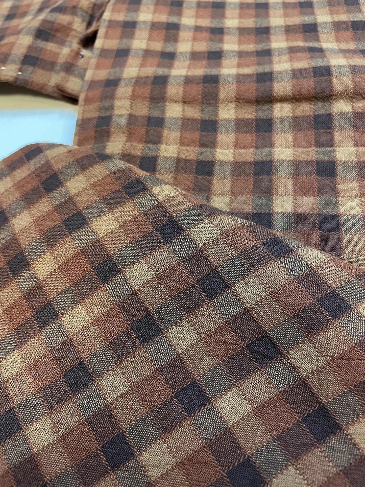(SUI MEN/プレタ)先染木綿着物(BLOCK CHECK/BROWN)Lサイズ