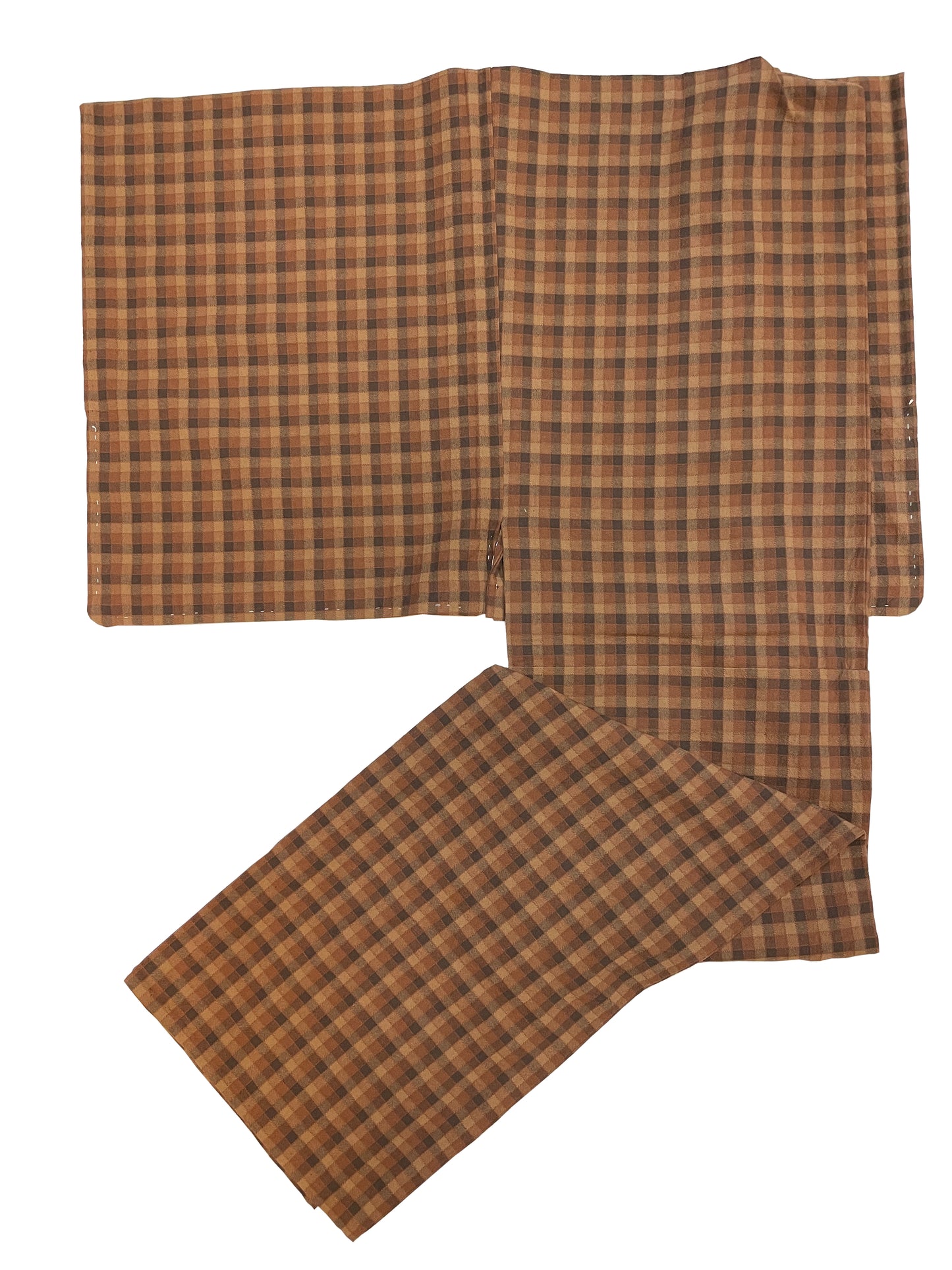 (SUI MEN/プレタ)先染木綿着物(BLOCK CHECK/BROWN)Lサイズ