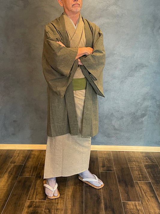 (SUI MEN/Ensemble) Ready-to-wear cotton kimono and haori set (M size)