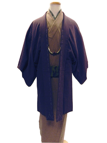 (SUI MEN/プレタ)先染織木綿着物「UROKO」/メンズMサイズ