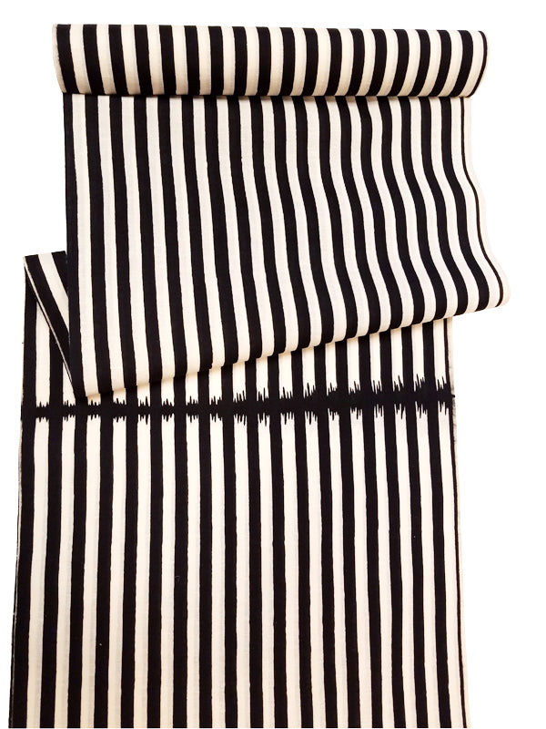 Sankatsuzome "Cotton Tsumugi Yukata/Stripes/Black & White"