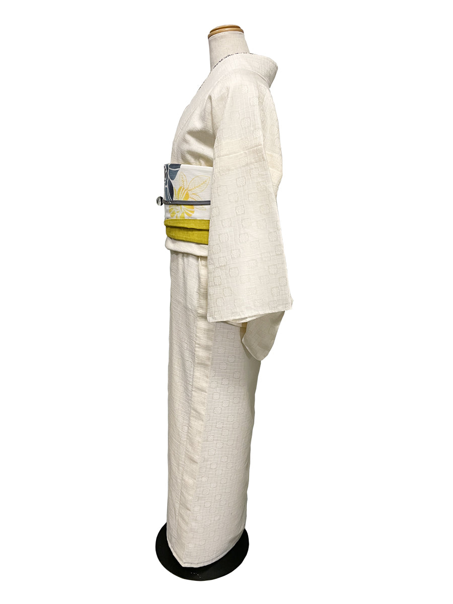 (KUON) Jardin Twill Dyed Cotton Kimono "KAREN" with Single-Sided Tailoring