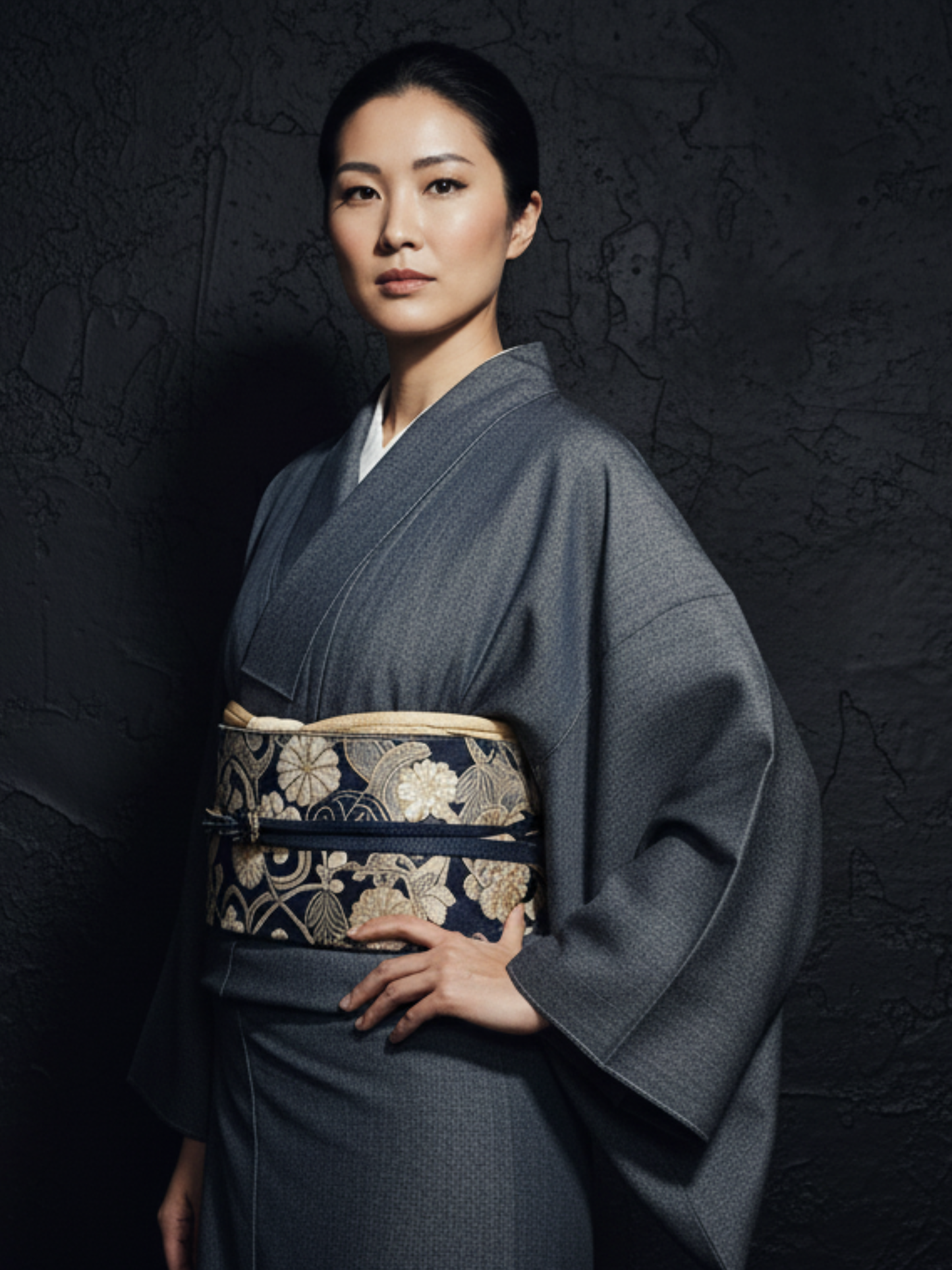 (KUON )ライトツイルストレッチデニムキモノ「フルオーダー単仕立て付き」