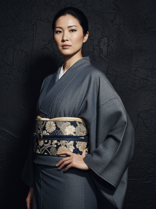 (KUON )ライトツイルストレッチデニムキモノ「フルオーダー単仕立て付き」