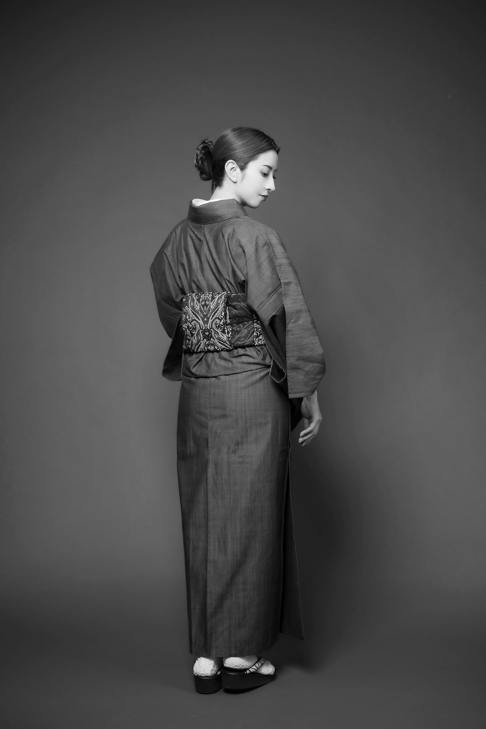 伊勢木綿着物｜チェク柄 黄×紺地｜カジュアル普段着に MENYA FABRIC