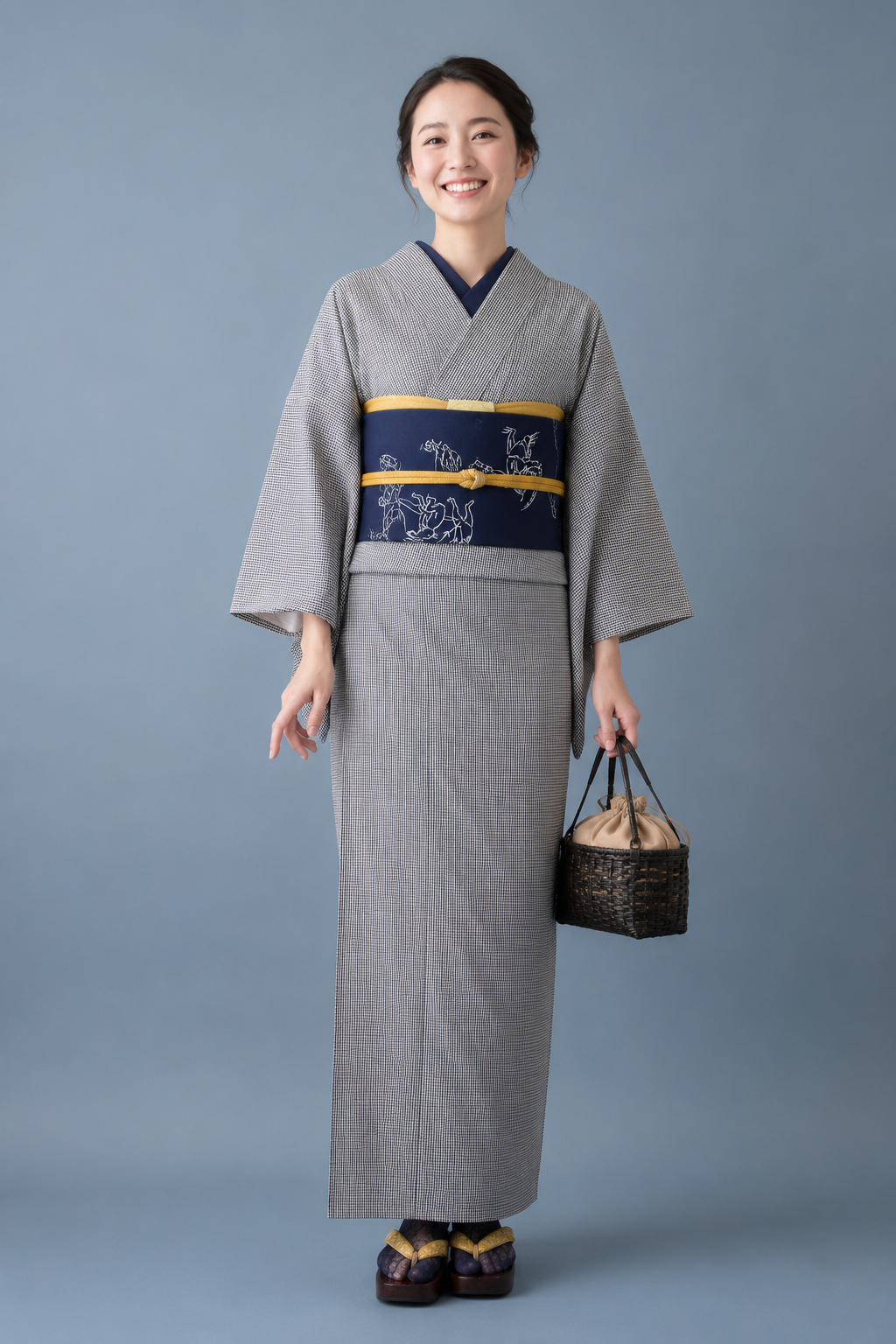 (SUI MEN) Soft wool yarn-dyed tweed kimono "Fully custom-made with single tailoring"