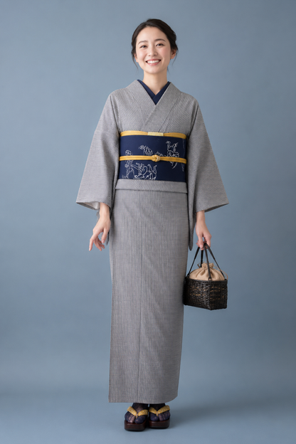 (SUI MEN) Soft wool yarn-dyed tweed kimono "Fully custom-made with single tailoring"
