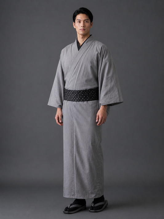 (SUI MEN) Soft wool yarn-dyed tweed kimono "Fully custom-made with single tailoring"