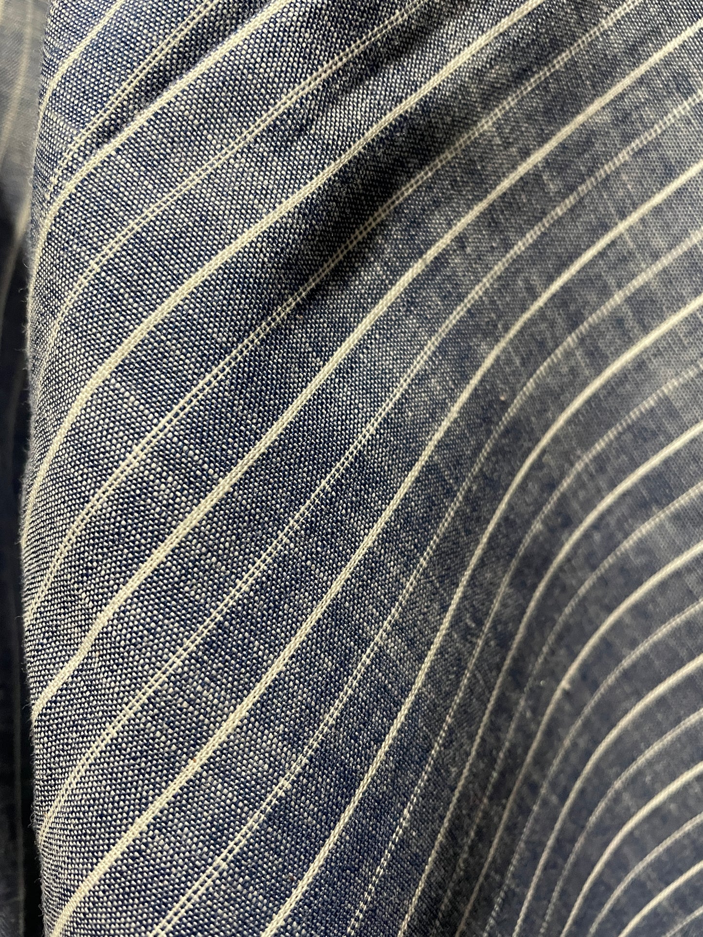 備後織木綿「シャンブレー（縞）/Bluegray」メンズプレタキモノ（M)サイズ