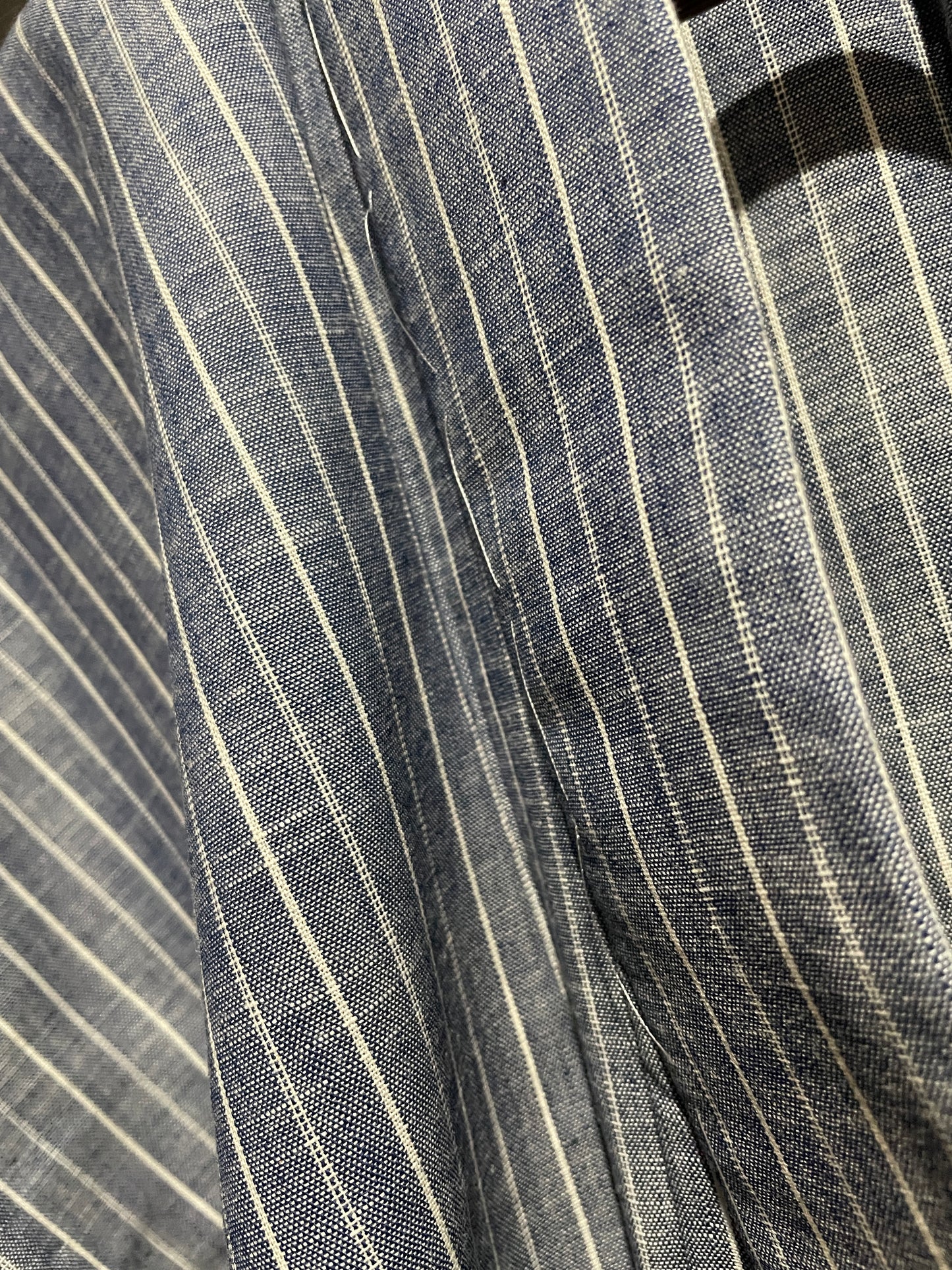 備後織木綿「シャンブレー（縞）/Bluegray」メンズプレタキモノ（M)サイズ