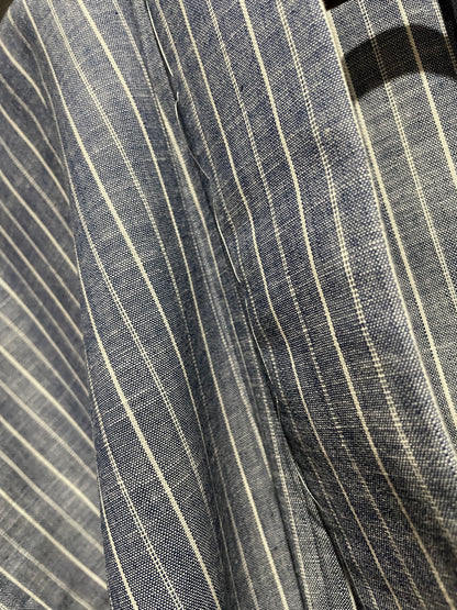 備後織木綿「シャンブレー（縞）/Bluegray」メンズプレタキモノ（M)サイズ