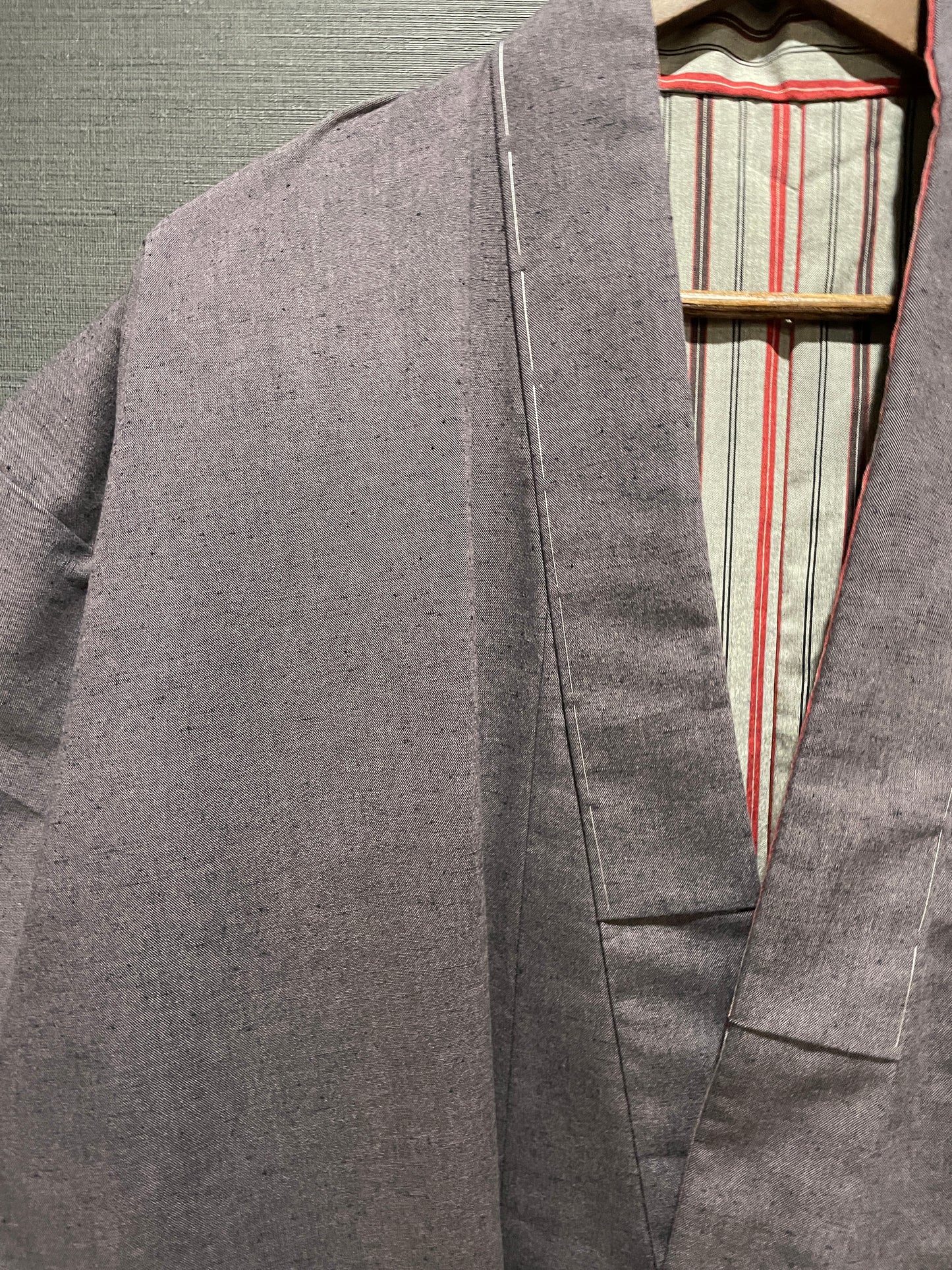 (SUI MEN/Pret-a-porter) Cotton linen kimono "Cotton linen/Yatarashima" Men's size L/single-ply/with lining 