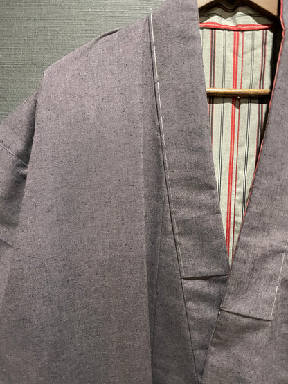 (SUI MEN/Pret-a-porter) Cotton linen kimono "Cotton linen/Yatarashima" Men's size L/single-ply/with lining 
