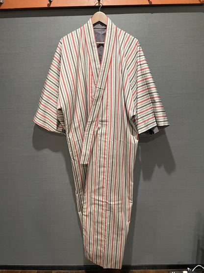(SUI MEN/Pret-a-porter) Cotton linen kimono "Cotton linen/Yatarashima" Men's size L/single-ply/with lining 