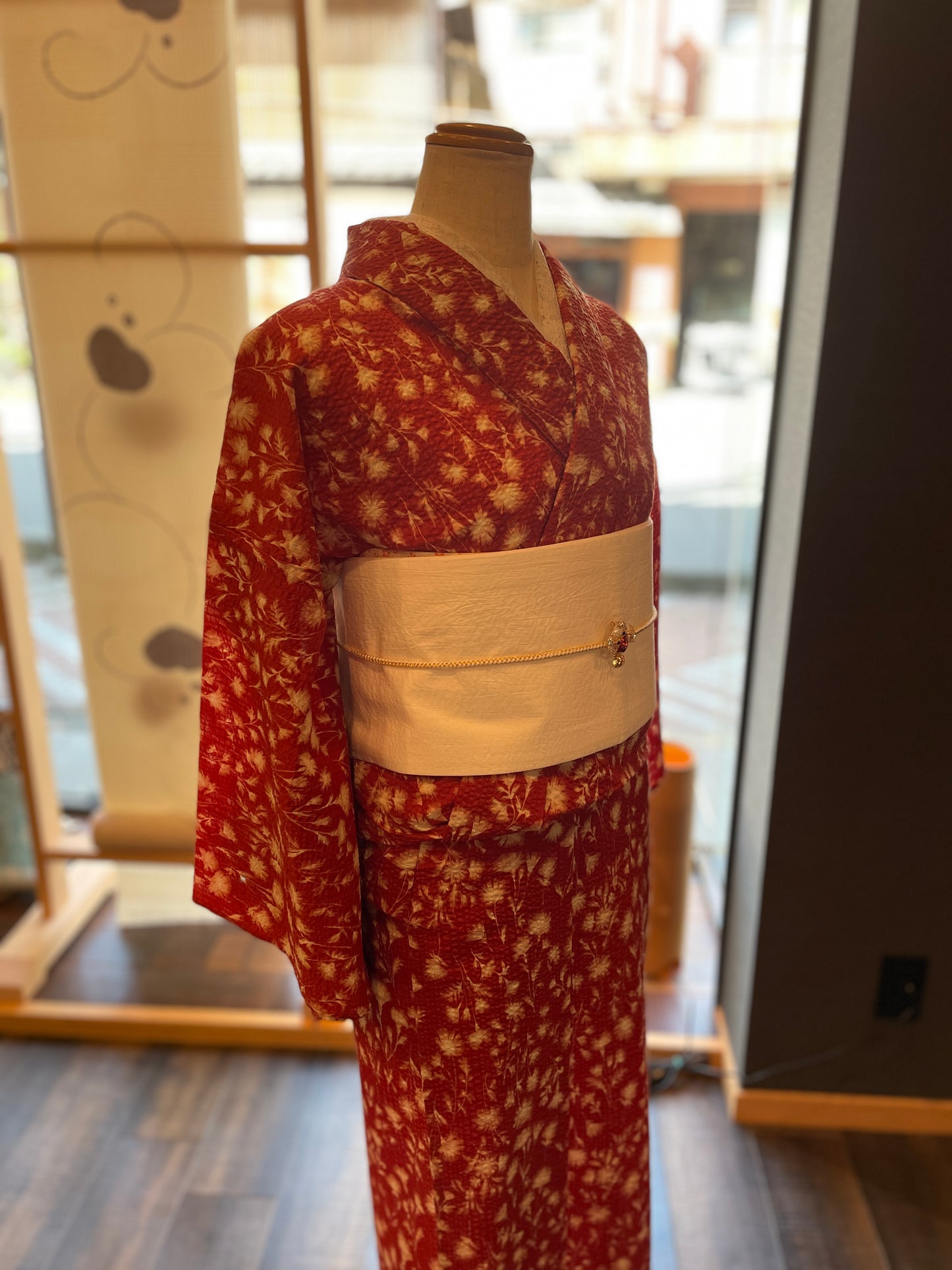 (KUON) Cotton lace kimono "Marriage" with single tailoring 