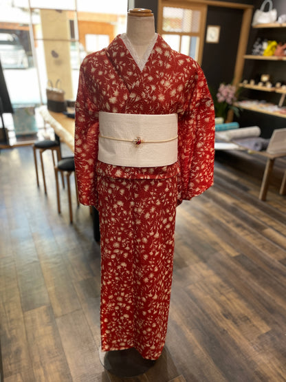 (KUON) Cotton lace kimono "Marriage" with single tailoring 