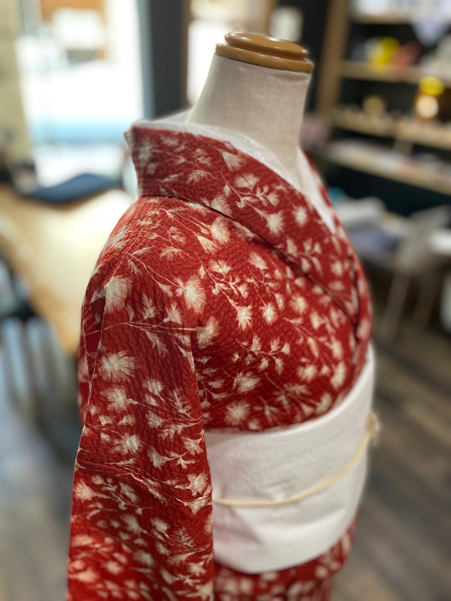 (KUON) Cotton lace kimono "Marriage" with single tailoring 