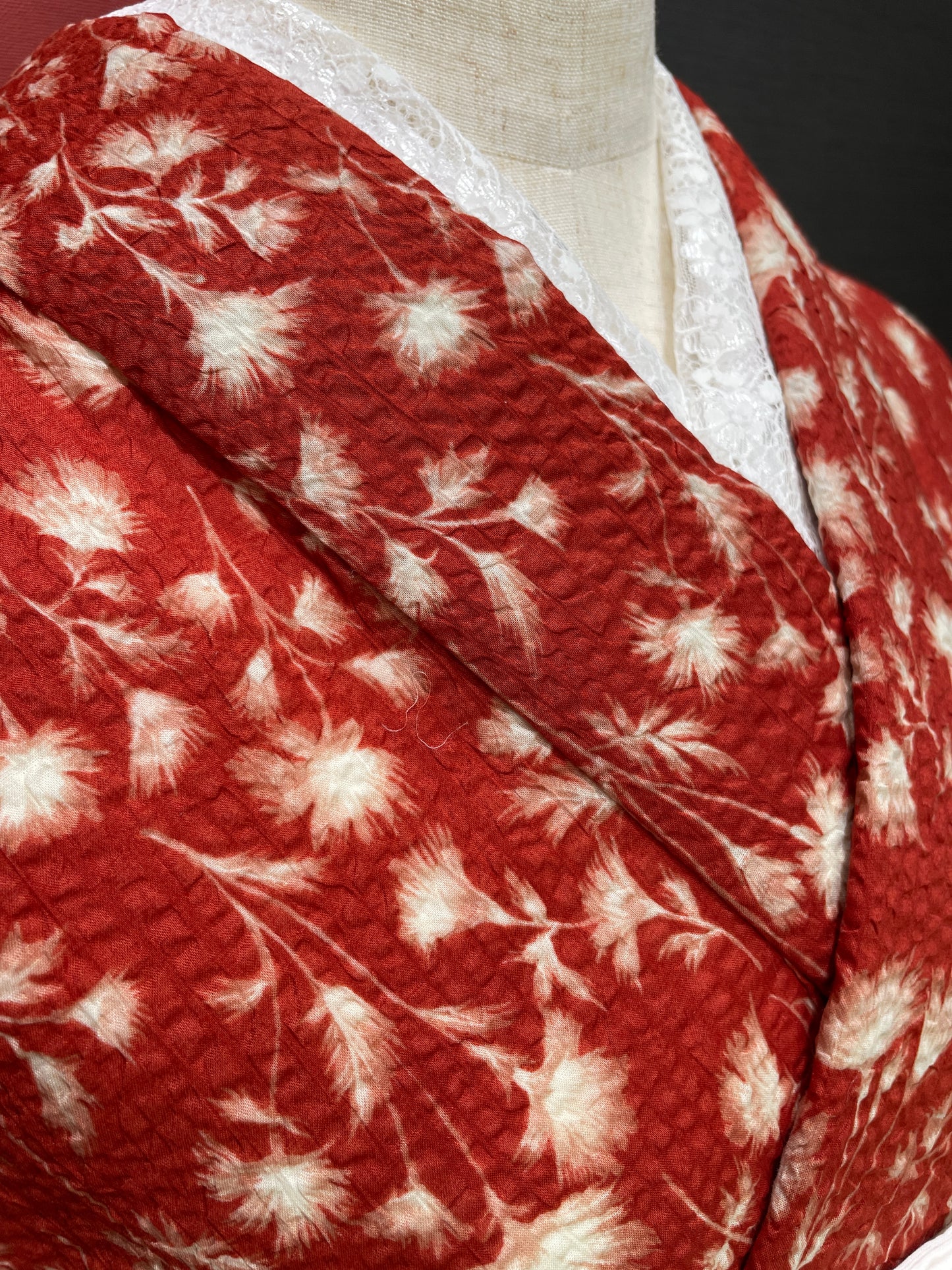 (KUON) Cotton lace kimono "Marriage" with single tailoring 