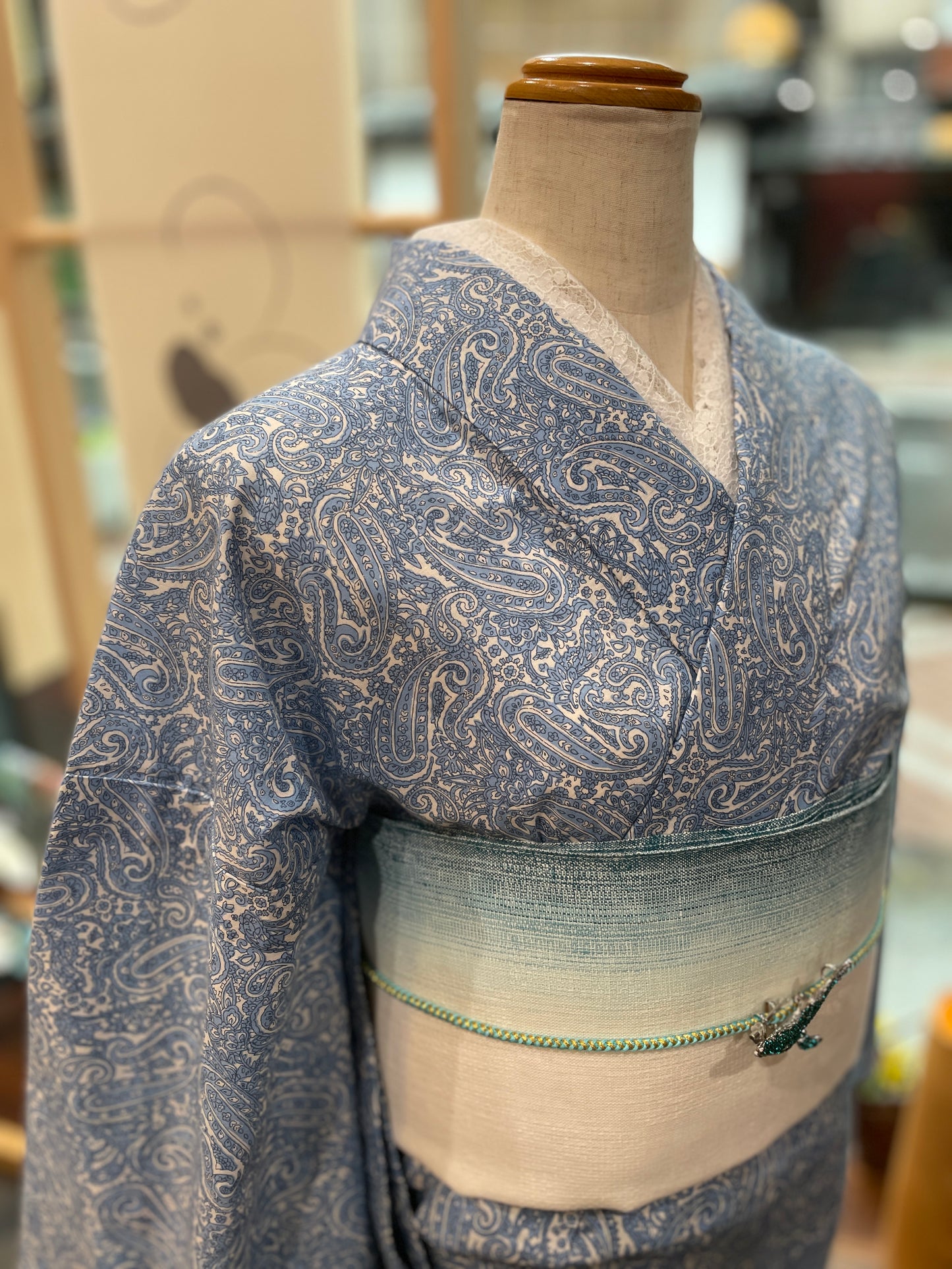 (KUON) Cotton lace kimono "Marriage" with single tailoring 