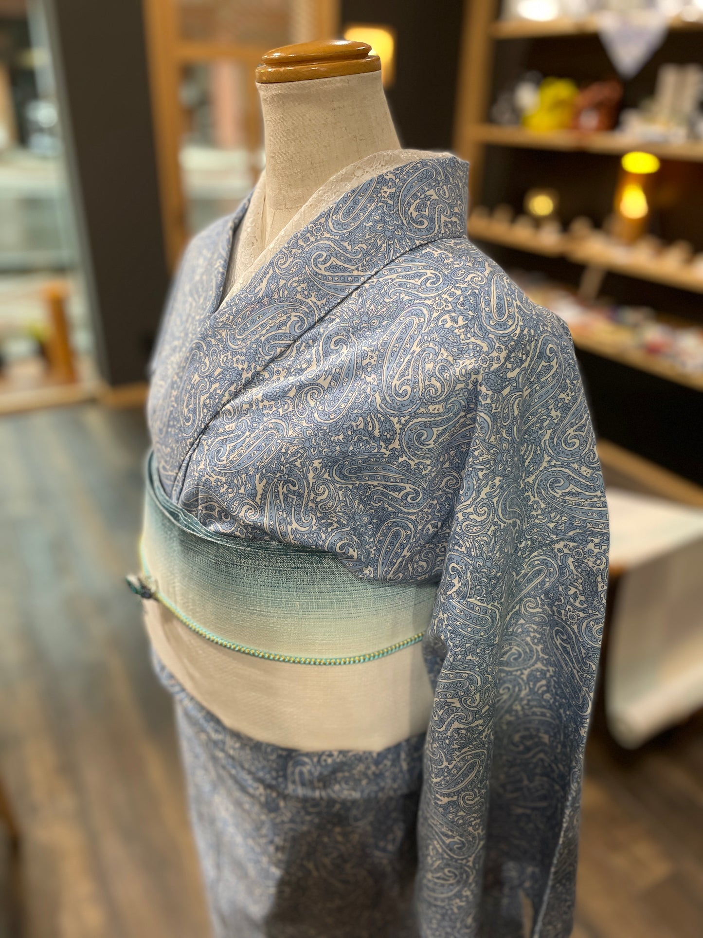 (KUON) Cotton lace kimono "Marriage" with single tailoring 