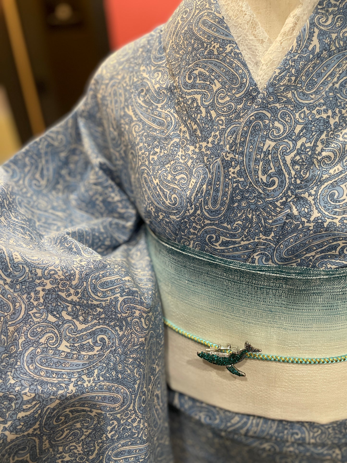 (KUON) Cotton lace kimono "Marriage" with single tailoring 