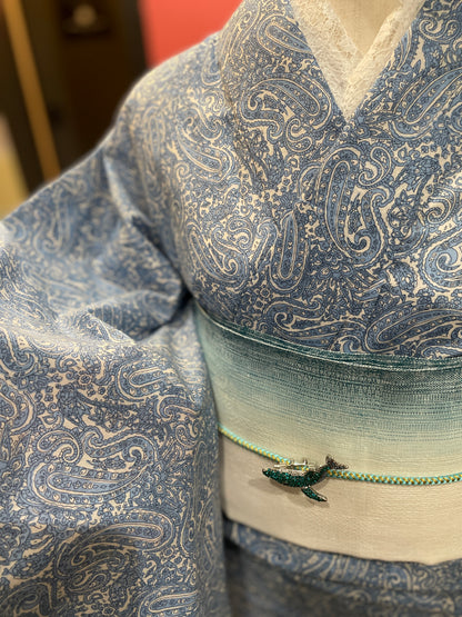 (KUON) Cotton lace kimono "Marriage" with single tailoring 