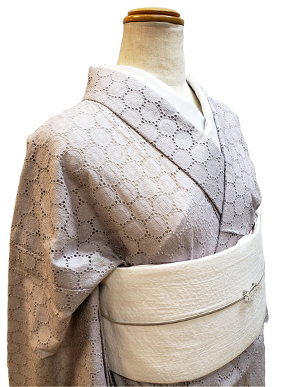 (KUON) Cotton lace kimono "Marriage" with single tailoring 