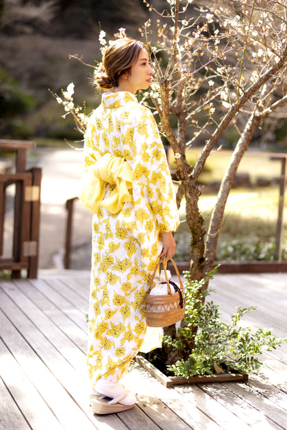 (KUON) Cotton Kimono "SHAKUNAGE" Single-ply 