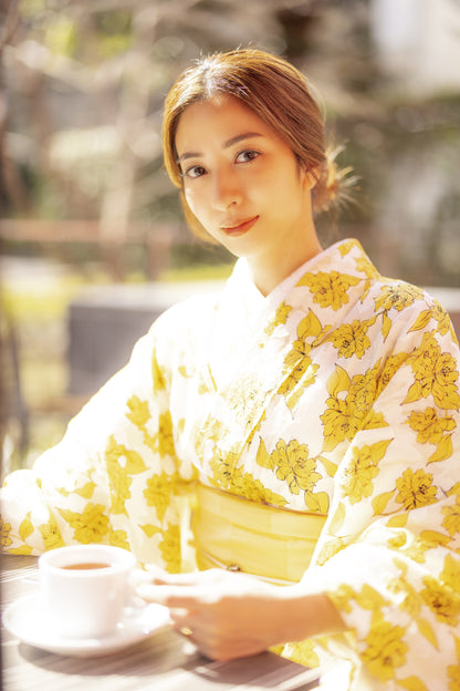 (KUON) Cotton Kimono "SHAKUNAGE" Single-ply 