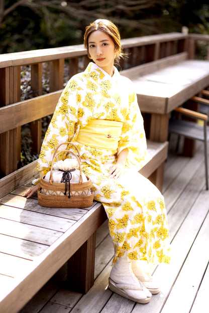 (KUON) Cotton Kimono "SHAKUNAGE" Single-ply 