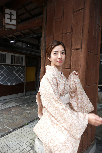 (KUON) Cotton Kimono "Carnation" (Ladies' Ready-to-Wear/M size) 