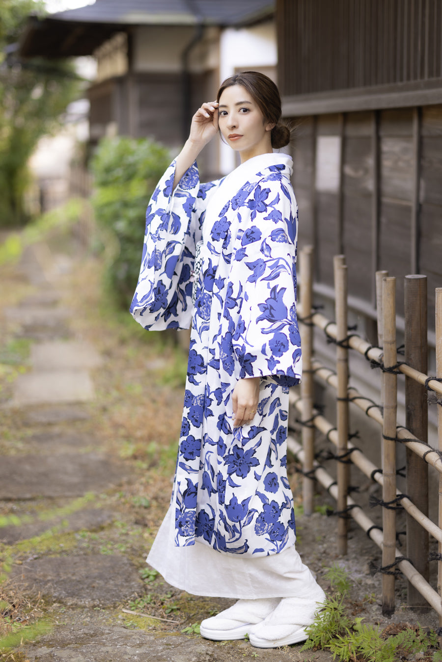 （KUON)SilkyDry HAORI[Drape Flower] 単仕立て