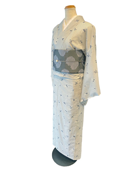(KUON)刺繍コットン着物「綿花-MENKA」単仕立て付き