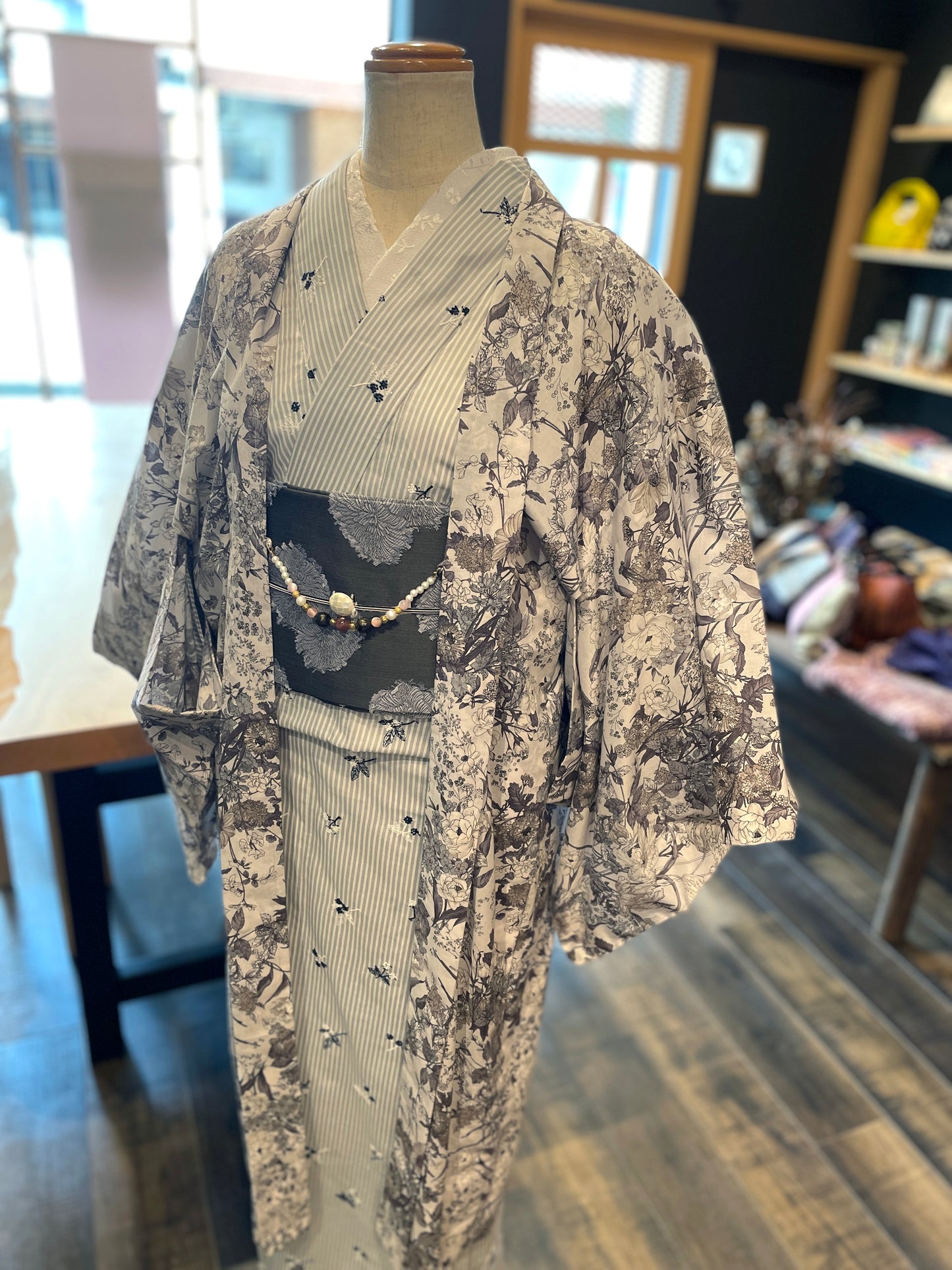 (KUON)刺繍コットン着物「綿花-MENKA」単仕立て付き