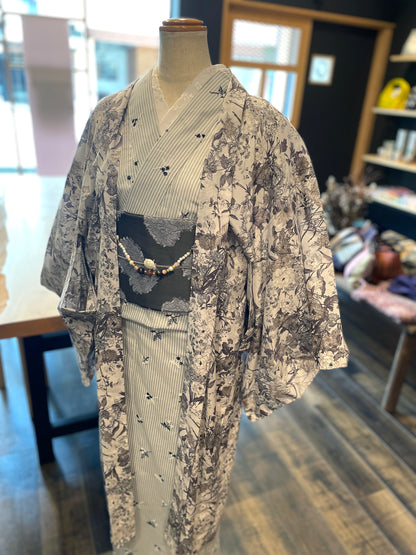 (KUON)刺繍コットン着物「綿花-MENKA」単仕立て付き