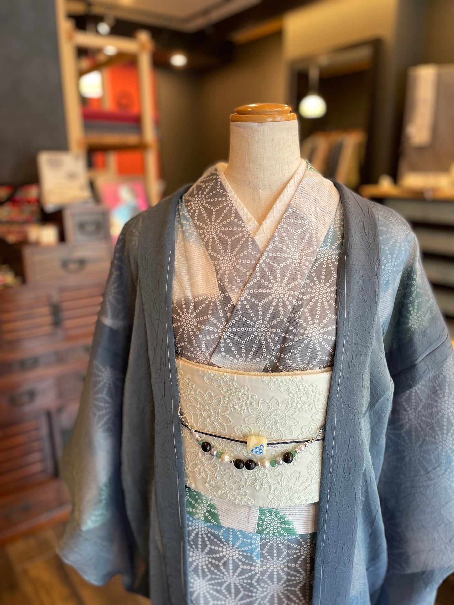 (KUON) Cotton lace kimono "Marriage" with single tailoring 