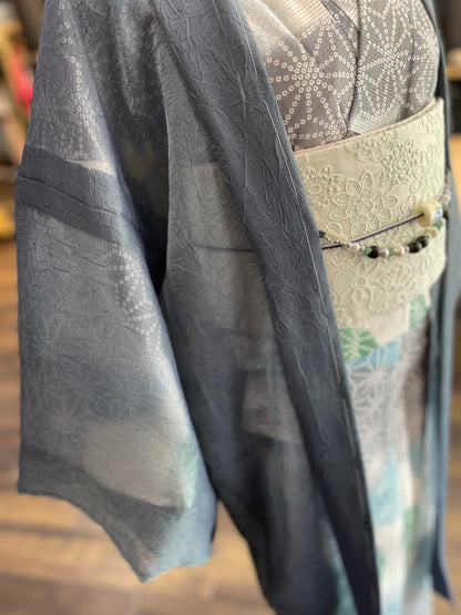 (KUON) Cotton lace kimono "Marriage" with single tailoring 