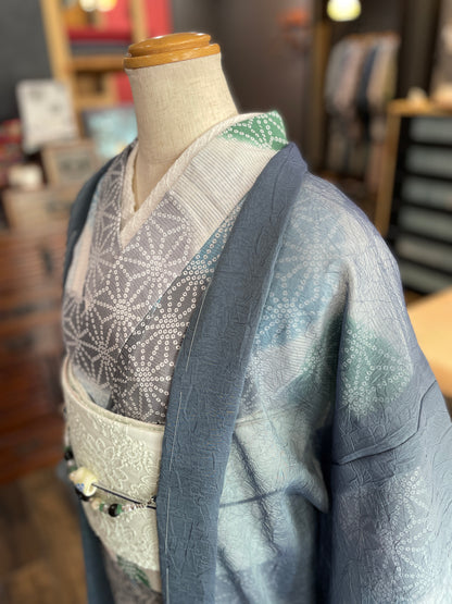 (KUON) Cotton lace kimono "Marriage" with single tailoring 