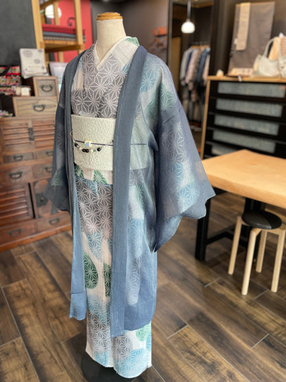 (KUON) Cotton lace kimono "Marriage" with single tailoring 