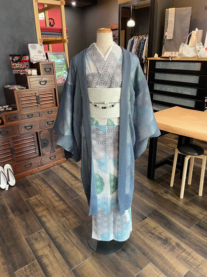 (KUON) Cotton lace kimono "Marriage" with single tailoring 