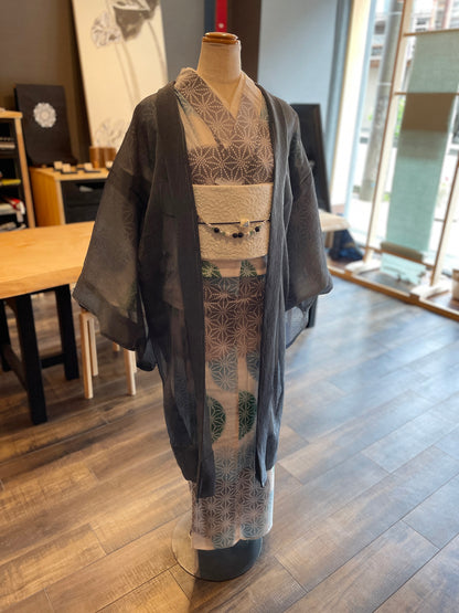 (KUON) Cotton lace kimono "Marriage" with single tailoring 
