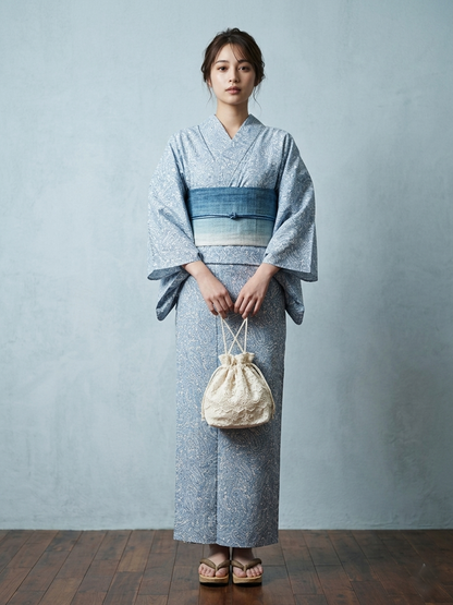 (KUON) Cotton lace kimono "Marriage" with single tailoring 