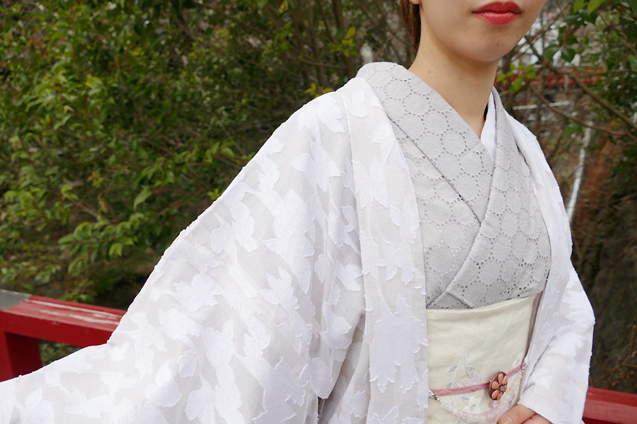 (KUON) Cotton lace kimono "Marriage" with single tailoring 