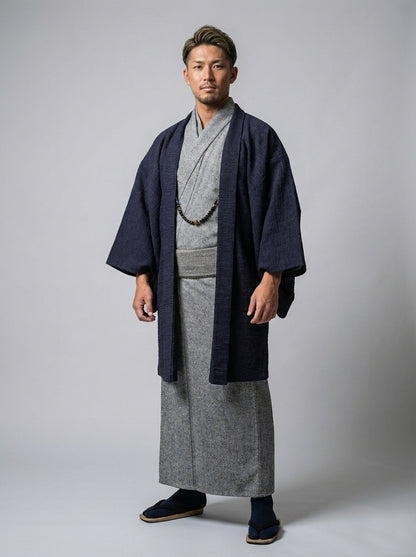 (SUI MEN/プレタ)ソフトウール先染めツイードキモノ「仕立て上品」◉Lサイズ